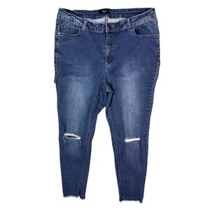 Ellos Women's Size 16 Distressed Raw Hem Tapered Denim Jeans